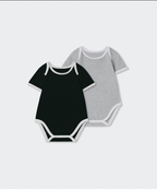 [musinsa] baby plain white trim romper, set of two
