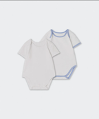 [musinsa] baby plain white trim romper, set of two