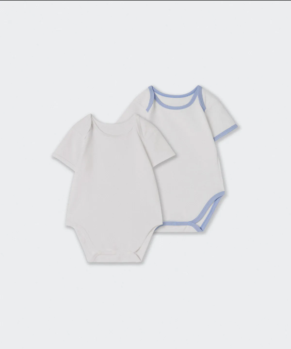 [musinsa] baby淨色白邊連身衣 一SET兩件