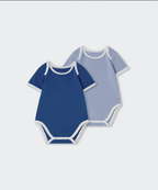 [musinsa] baby plain white trim romper, set of two