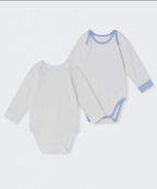 [musinsa] baby淨色白邊長袖連身衣 一SET兩件
